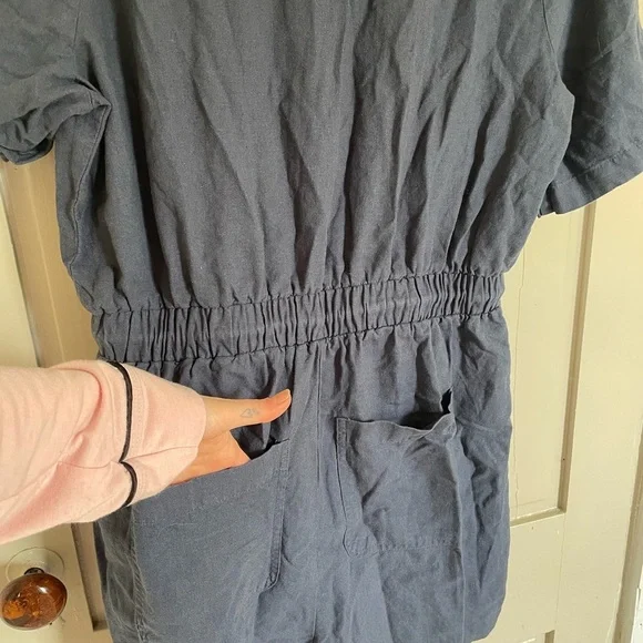 Universal Thread Linen Women's Blue Romper Flowy Comfy Summer Spring Nautical - Picture 9 of 10